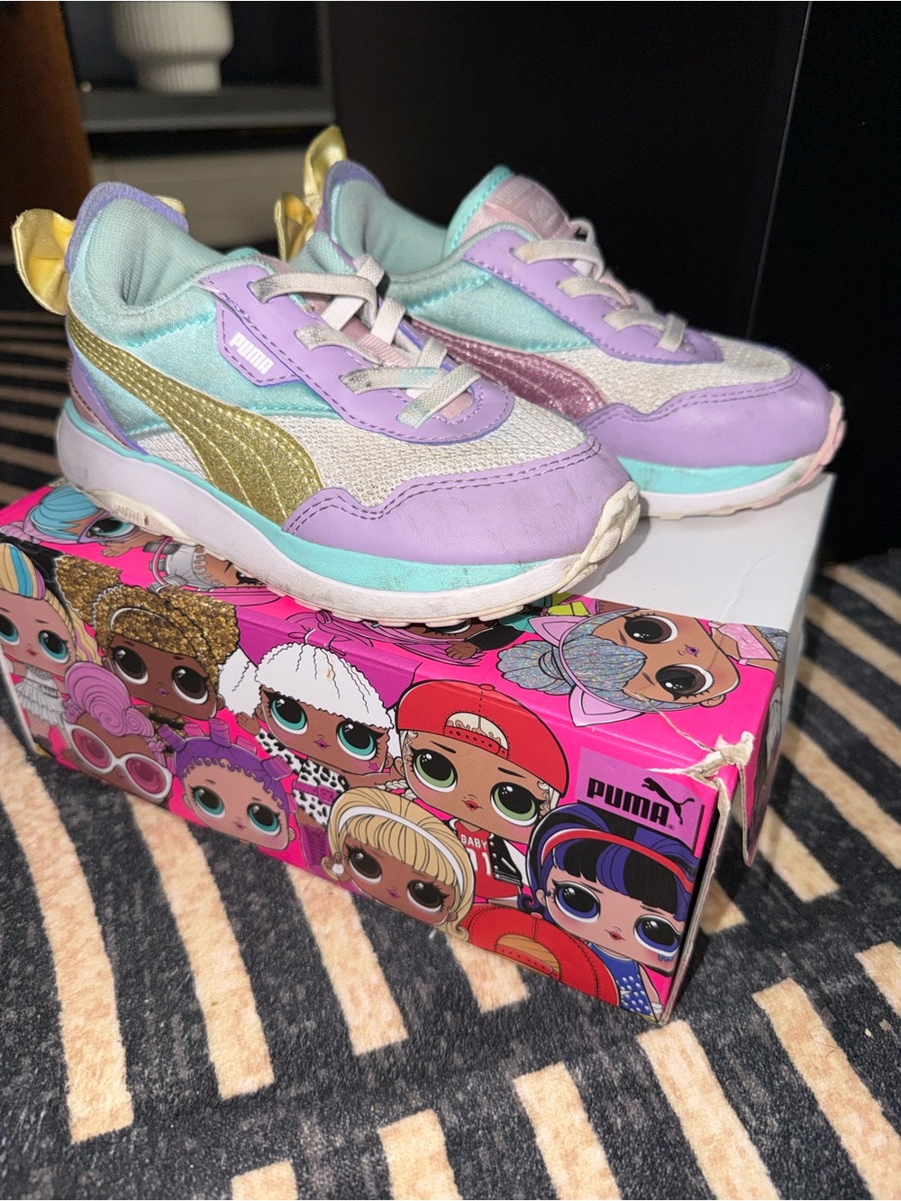 LOL SURPRISE Puma Girls Pastel Lavender, Mint & Gold Athletic Shoes